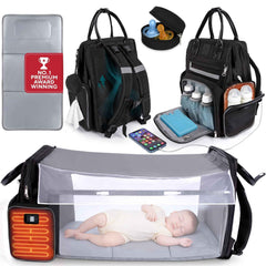 Premium Diaper Bag Backpack with Changing Station, Heated Bottle Pockets, Newborn Gift