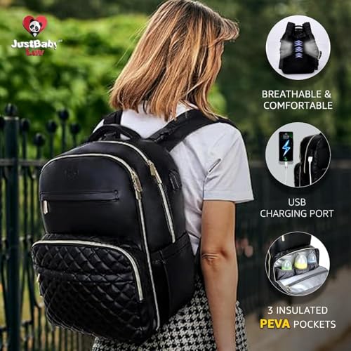 Luxury Faux Leather Diaper Bag Backpack - JustBaby Luv