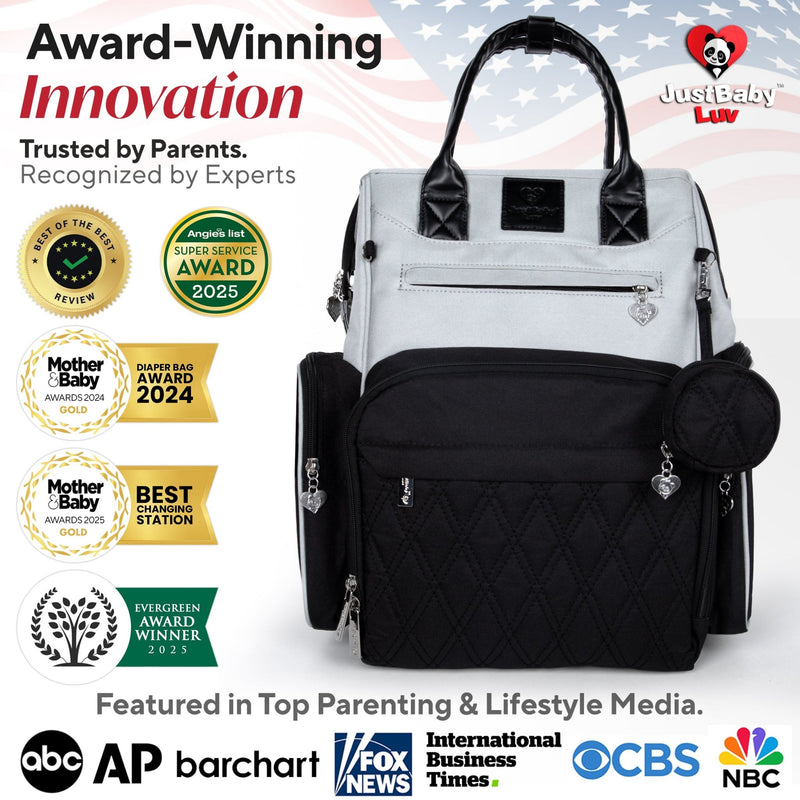 Best Diaper Bag Backpack with Changing Station, Heated Bottle Pockets, Baby Essentials, Newborn Gift - JustBaby Luv - Baby Product