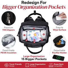 Premium Diaper Bag Backpack with Changing Station, Heated Bottle Pockets, Newborn Gift
