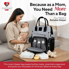 Premium Diaper Bag Backpack with Changing Station, Heated Bottle Pockets, Newborn Gift