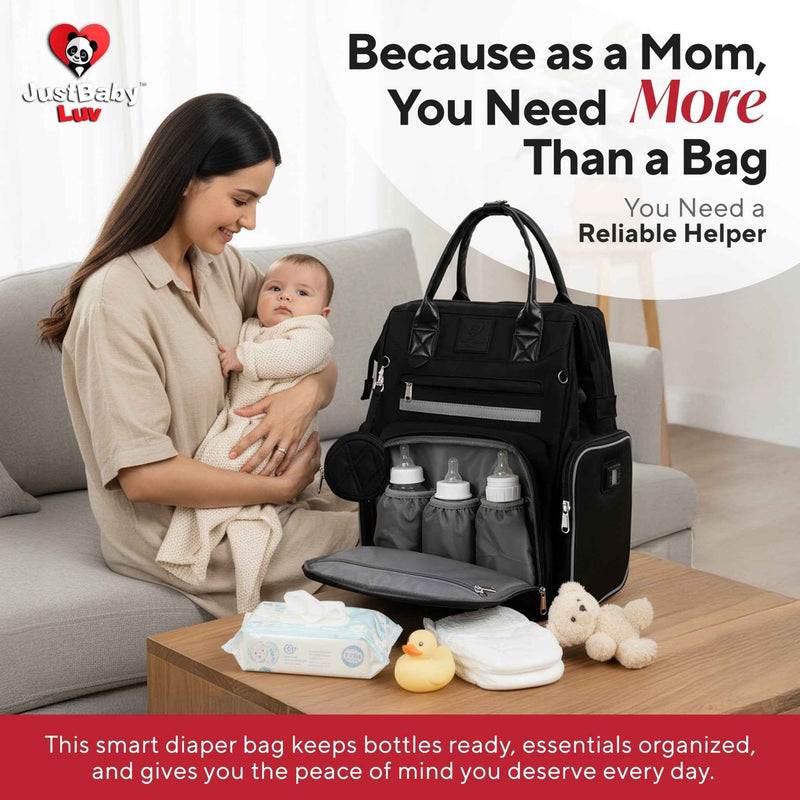 Premium Diaper Bag Backpack with Changing Station, Heated Bottle Pockets, Newborn Gift