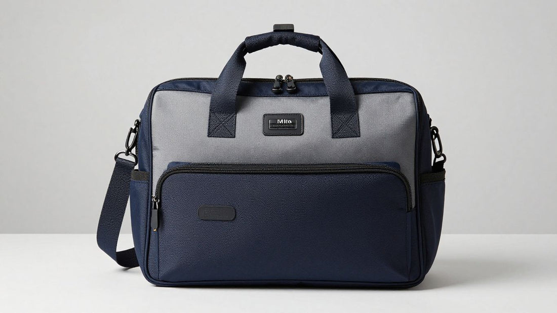 Stylish premium diaper bag with organized compartments.