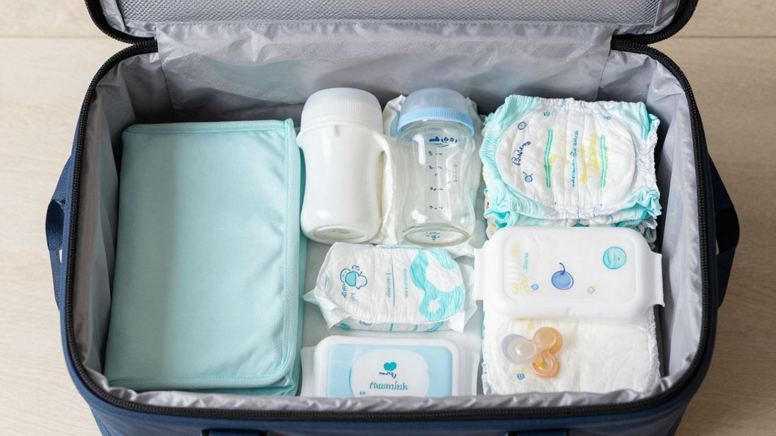Organized diaper bag with baby essentials inside.
