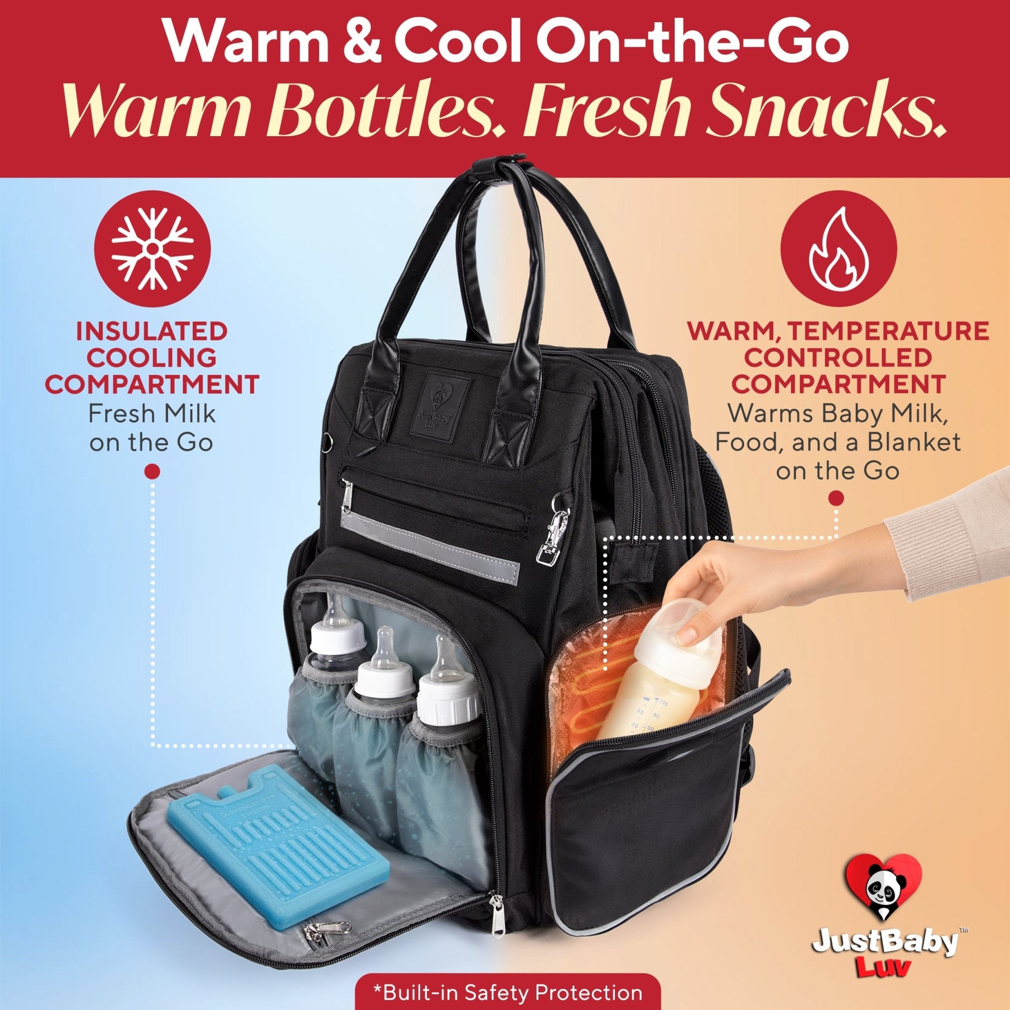 Best Diaper Bag Backpack with Changing Station, Heated Bottle Pockets, Baby Essentials, Newborn Gift - JustBaby Luv - Baby Product