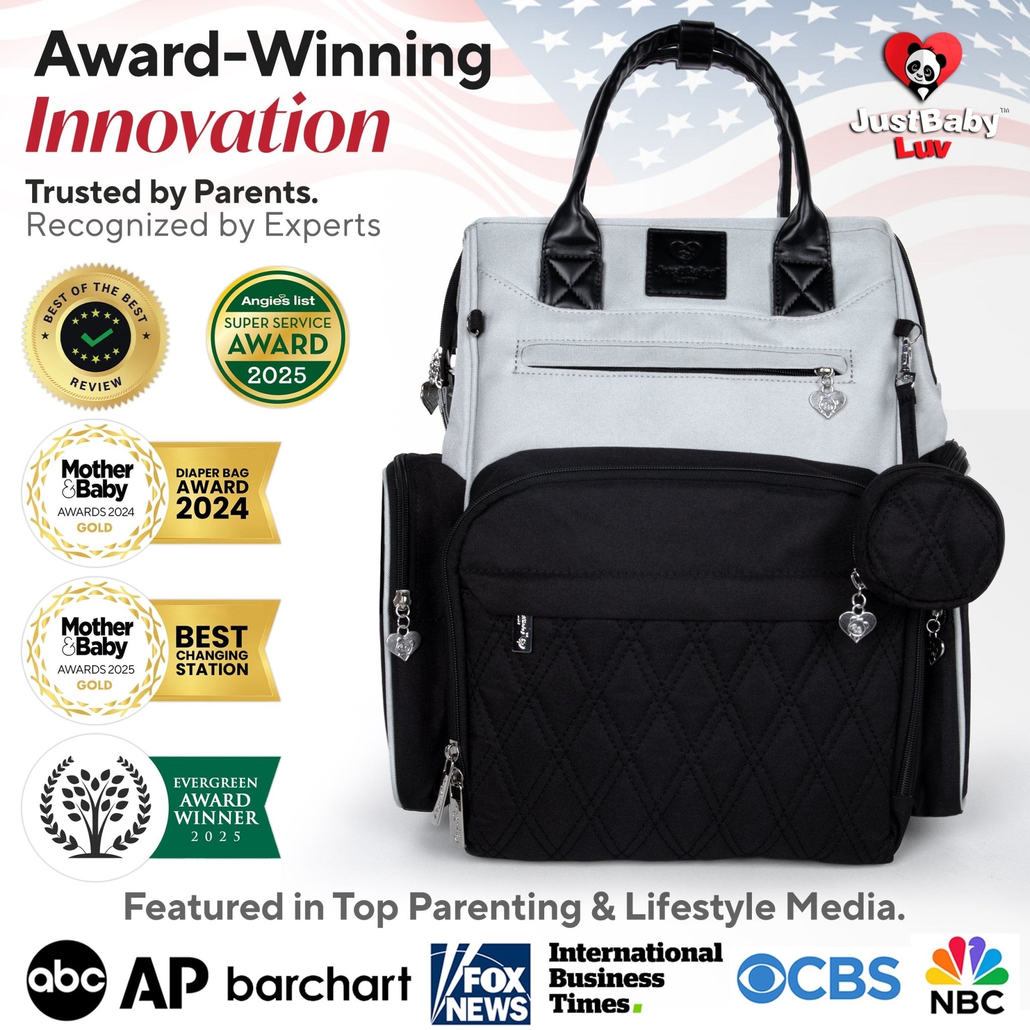 Best Diaper Bag Backpack with Changing Station, Heated Bottle Pockets, Baby Essentials, Newborn Gift - JustBaby Luv - Baby Product