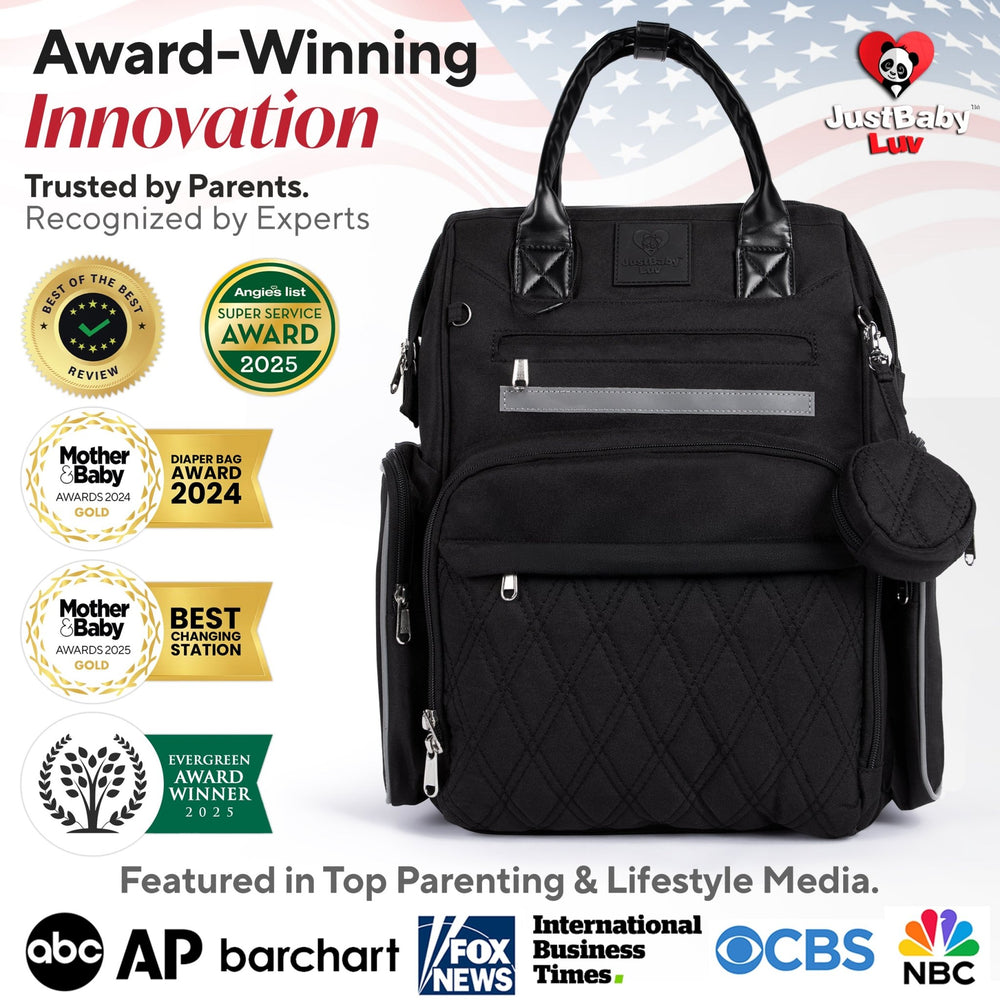 Best Diaper Bag Backpack with Changing Station, Heated Bottle Pockets, Baby Essentials, Newborn Gift - JustBaby Luv - Baby Product