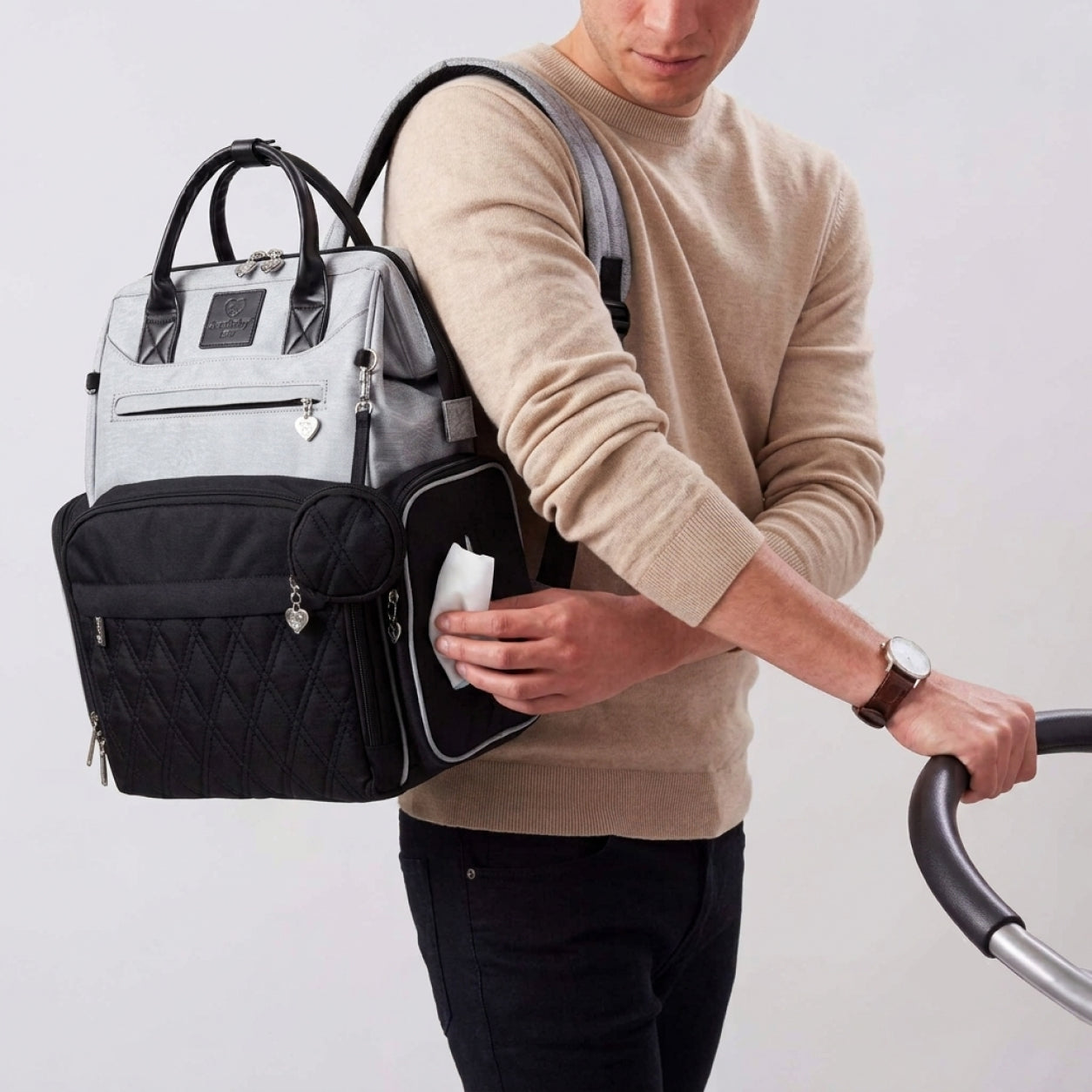 Premium Diaper Bag Backpack with Changing Station, Heated Bottle Pockets, Newborn Gift