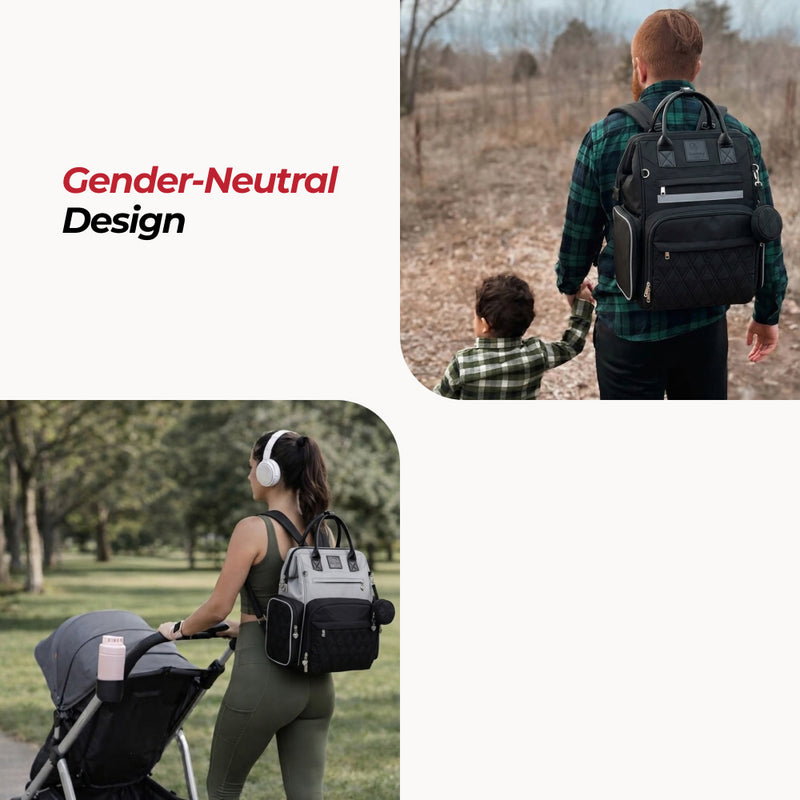 Premium Diaper Bag Backpack with Changing Station, Heated Bottle Pockets, Newborn Gift