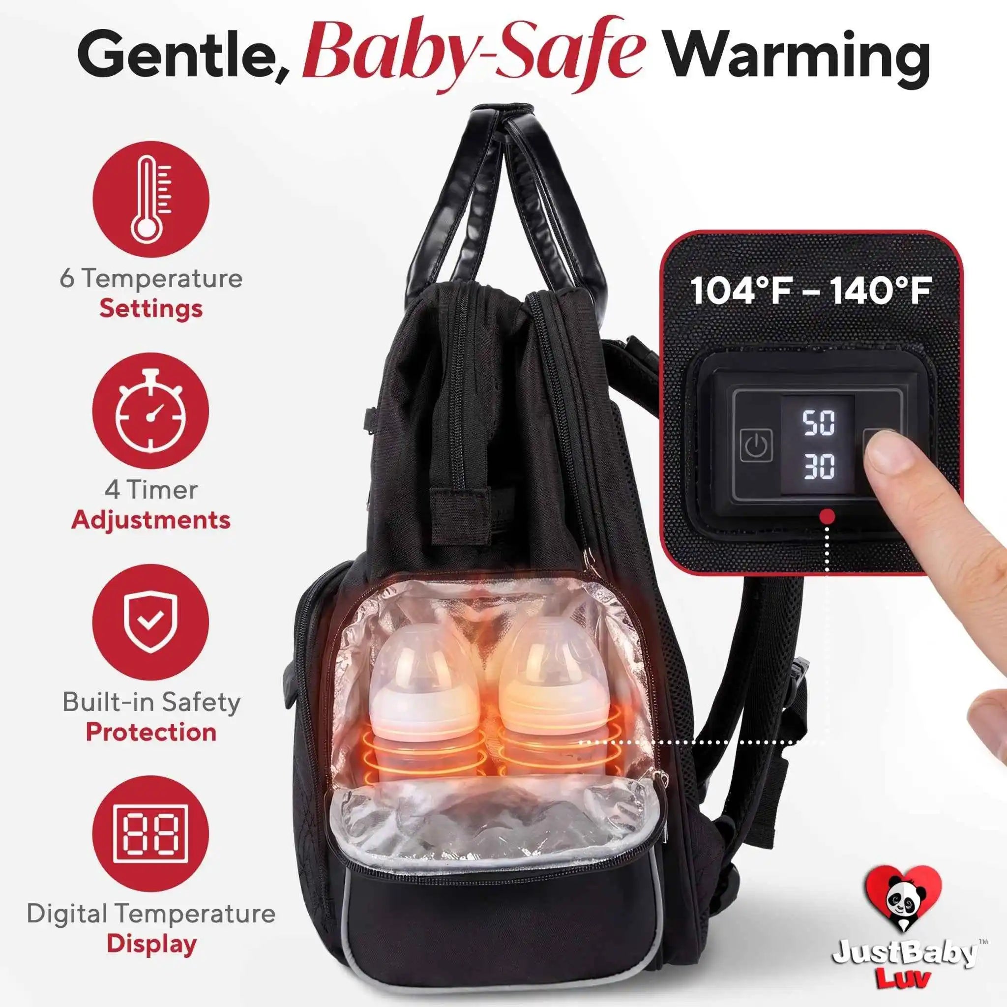 Premium Diaper Bag Backpack with Changing Station, Heated Bottle Pockets, Newborn Gift