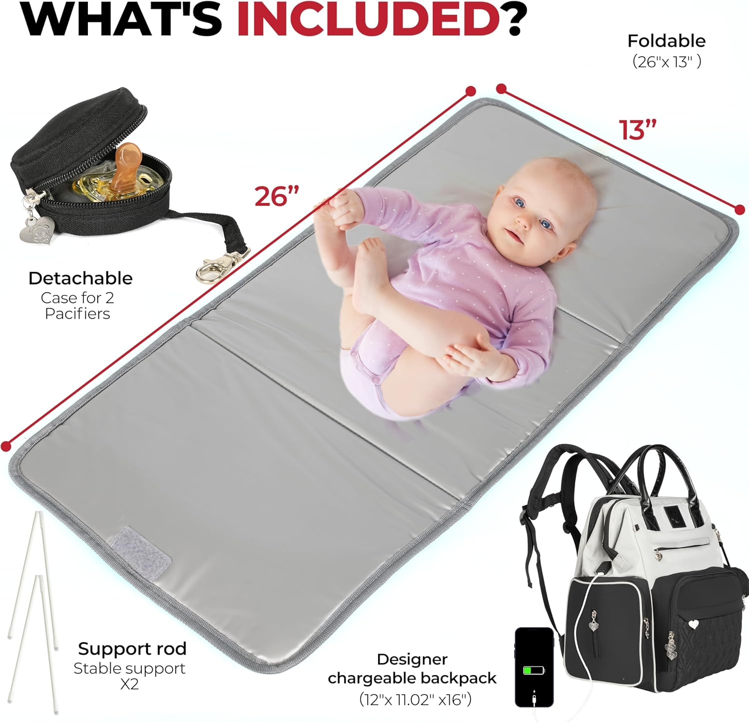 Premium Diaper Bag Backpack with Changing Station, Heated Bottle Pockets, Newborn Gift