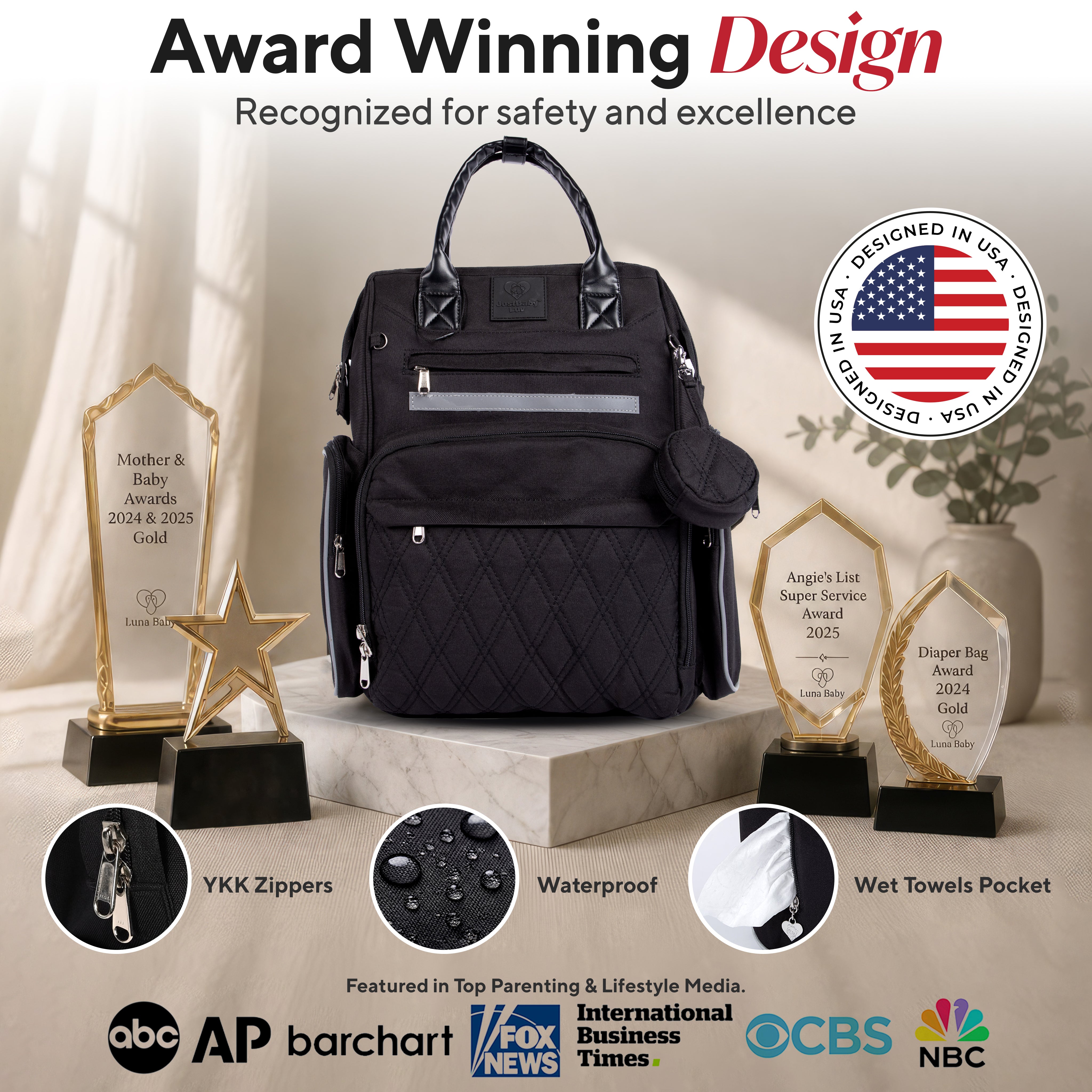 Premium Diaper Bag Backpack with Changing Station, Heated Bottle Pockets, Newborn Gift