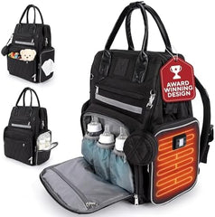 Premium Diaper Bag Backpack with Changing Station, Heated Bottle Pockets, Newborn Gift