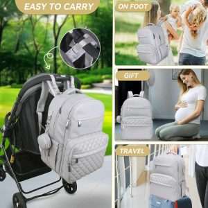 grey pu leather diaper bag bakpack jastbaby luv diaper bag