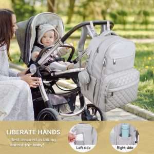 grey pu leather diaper bag bakpack jastbaby luv faux diaper bag