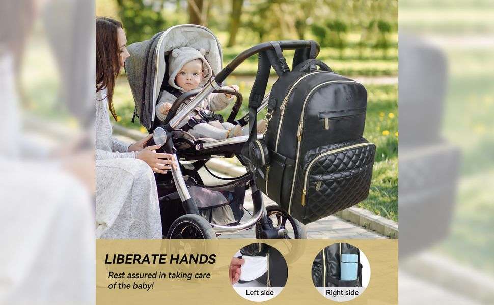 black leather diaper bag backpack travel baby bag