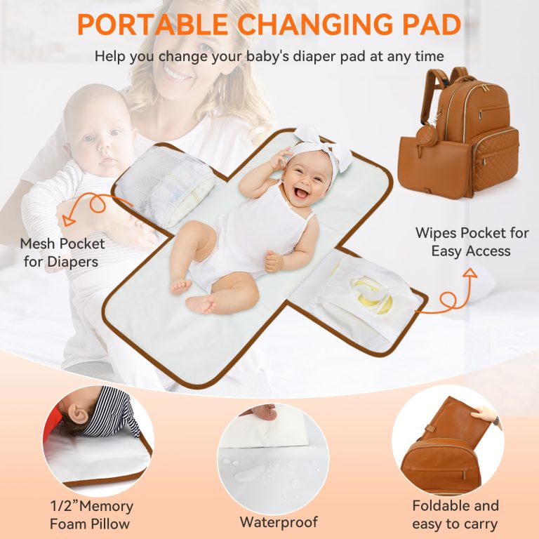 pu leather brown vegan leather diaper bag backpack