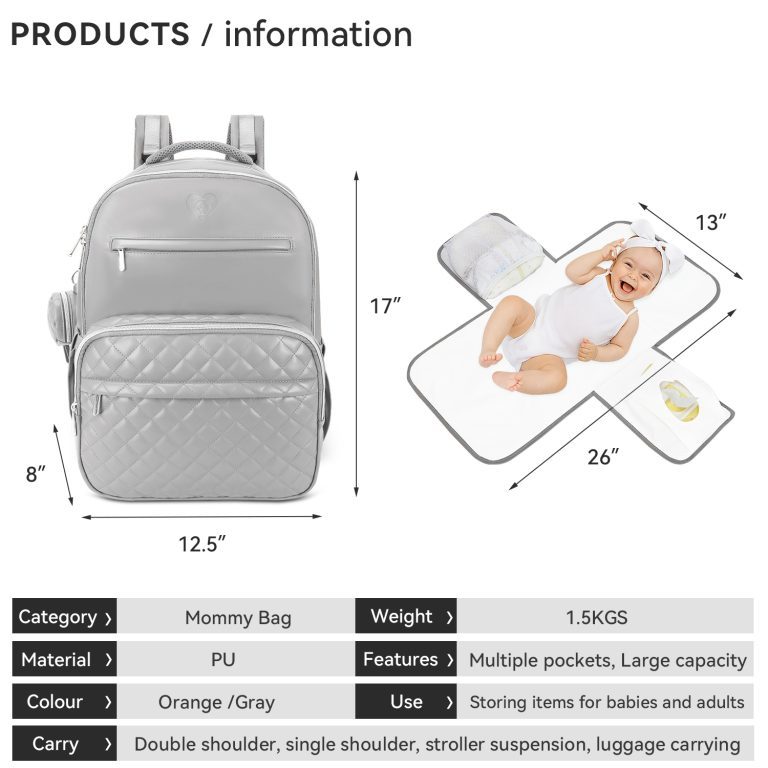 grey pu leather diaper bag bakpack jastbaby luv baby diaper bag