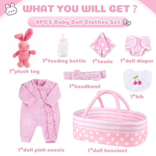 BABESIDE Reborn Baby Clothing Accessories Suit for 20"- 22" Reborn Baby Dolls