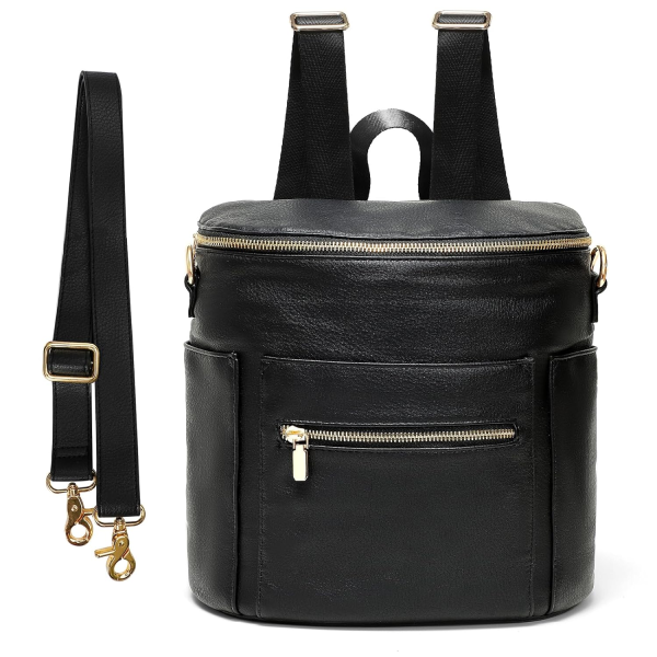 Miss Fong Small Diaper Bag Mini Diaper Bag, Leather Diaper Bag Backpack Mini Backpack with 14 Pockets Insulated Pockets & Shoulder Strap