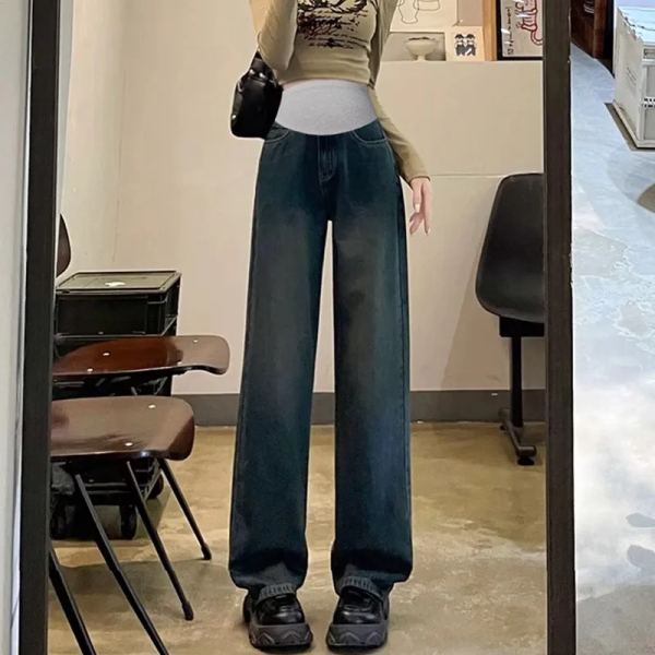 2024 Fashion Maternity Jeans Maternal Clothes for Pregnant Wide Leg Pants Belly Support Trousers Premama Clothing Pregnancy
