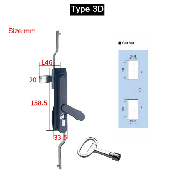 New 2PCS Industrial Equipment Cabinet Locks Distribution Box Locks Switch Control Electrical Cabinet Locks+Keys (Keys Alike)