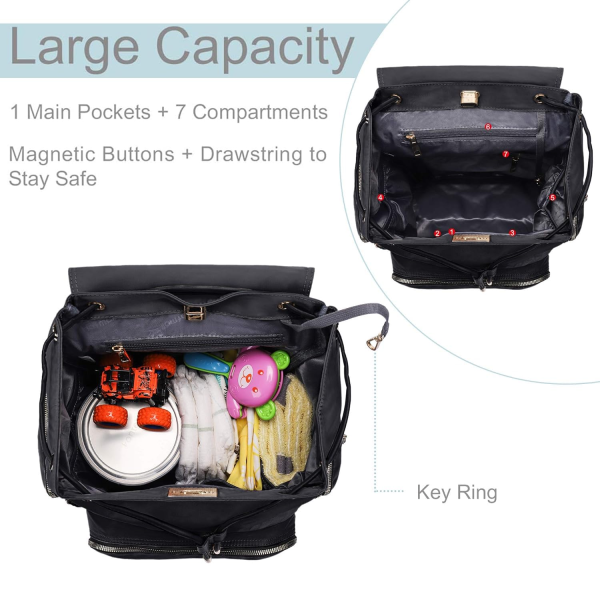 Hafmall Diaper Backpack Diaper Bag with Stroller Hooks, Pañaleras Para Bebe, Diaper Backpack for Mom