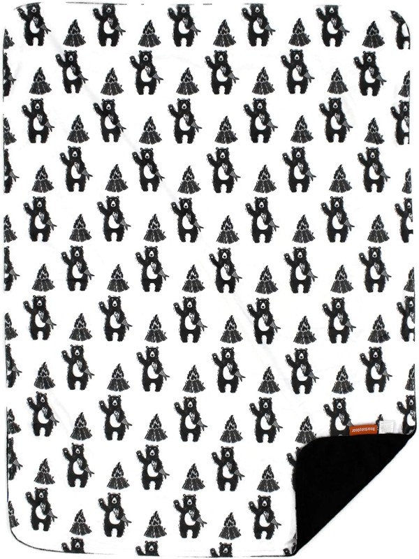 Dear Baby Gear Deluxe Baby Blanket - Unisex Reversible Soft, Double Layer Blankets for Boys and Girls - Newborn Blankets - Infant Crib Bedding Decor - BB Bear with Campfire, 40X30 Inches