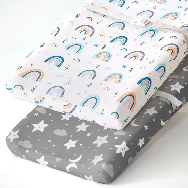 Stretchy Changing Pad Covers BROLEX Changing Table Cover for Baby Boys Girls,2 Pack Jersey Knit,Owl & Bear