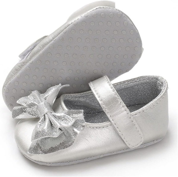 LAFEGEN Baby Girls Mary Jane Flats with Bownot Non Slip Soft Sole PU Leather Newborn Infant Toddler First Walker Cirb Dress Shoes