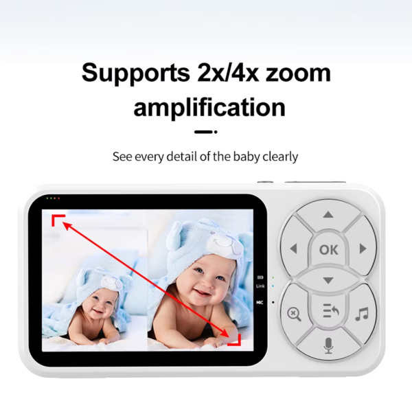 Smart Home Video Baby Monitors with Temperature and Feeding Alerts 5 Inch IPS Color Display 480P A