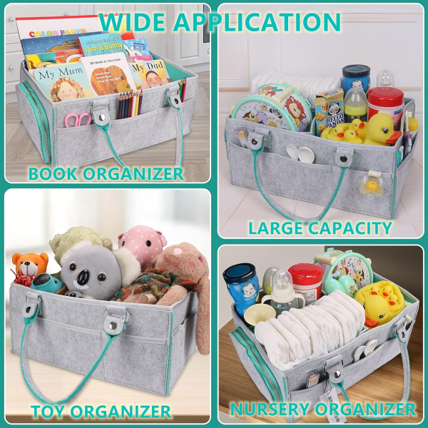 Baby Diaper Caddy Organizer for Boy or Girl Large Nursery Storage Bin Basket Portable Holder Tote Bag for Changing Table and Car Baby Shower Gifts Newborn Essentials Stuff Registry Must Haves Item