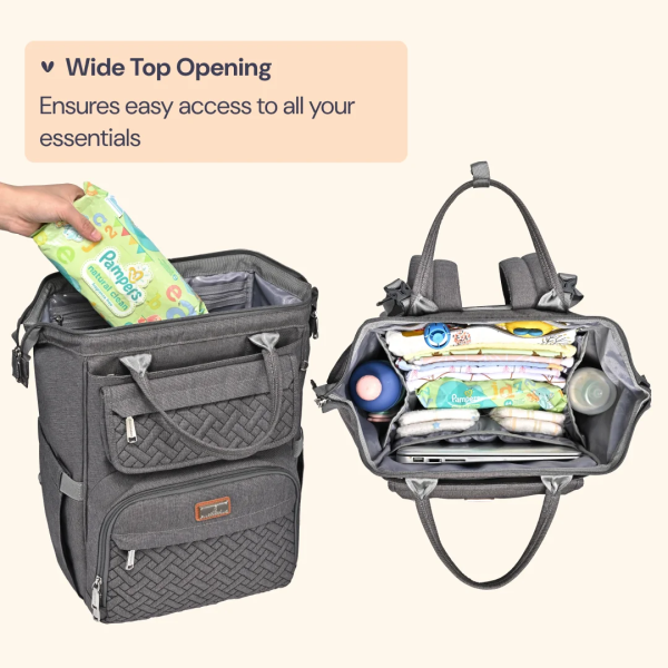Babbleroo Diaper Bag Backpack, Spacious & Stylish Nappy Organizer, Dark Gray, 1 Pc
