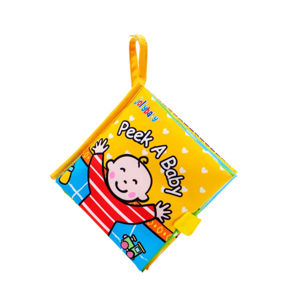 Jollybaby Peek-a-Boo Cloth Book – Interactive Touch & Feel Crinkle Soft Book for Infants & Toddlers | Early Development Stroller Toy