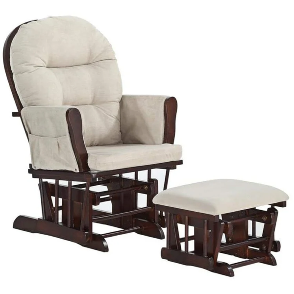 Brisbane Nursery Glider & Ottoman Sets, Glider Recliner Nursery Rocking Chair, Nursery Glider Rocker with Ottoman, Reclining Gliders & Chairs for Breastfeeding, Reading, Napping - Espresso/Dark Gray