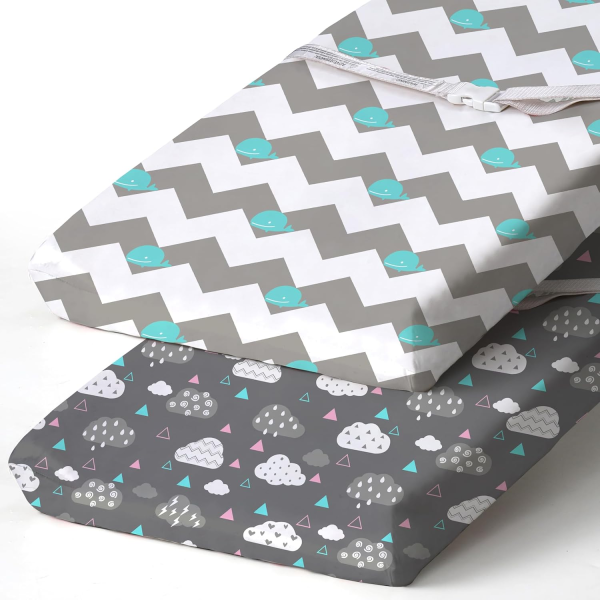 Stretchy Changing Pad Covers BROLEX Changing Table Cover for Baby Boys Girls,2 Pack Jersey Knit,Owl & Bear