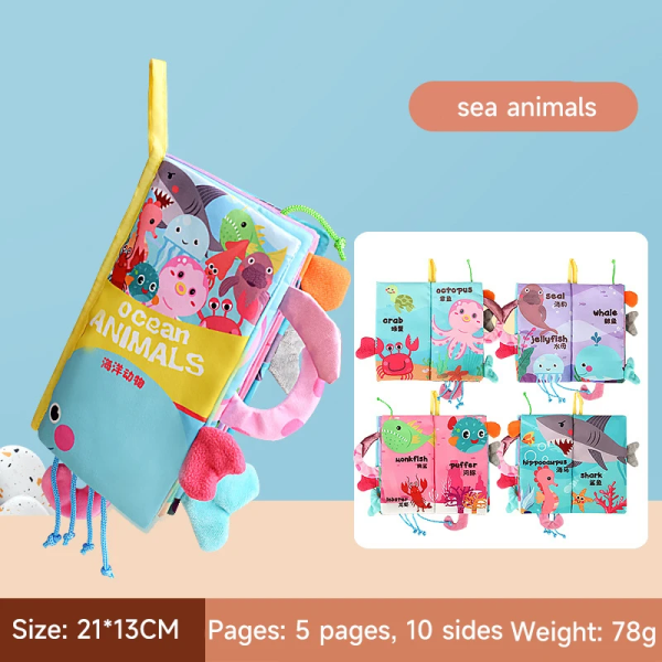 New Soft Baby Books Toys 3D Touch Feel Cloth Book Animal Cloth Book Sensory Early Learning Toys Infant Toddler Gifts 0-12 Months