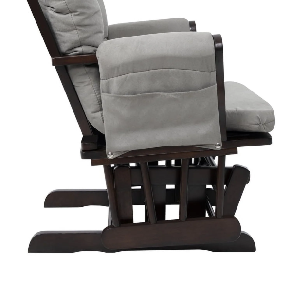 Brisbane Nursery Glider & Ottoman Sets, Glider Recliner Nursery Rocking Chair, Nursery Glider Rocker with Ottoman, Reclining Gliders & Chairs for Breastfeeding, Reading, Napping - Espresso/Dark Gray