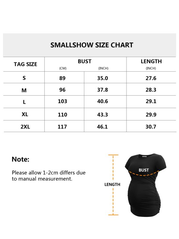 Smallshow Women'S Short Sleeve Maternity Shirt Side Ruched Pregnancy Tunic T-Shirt 3-Pack