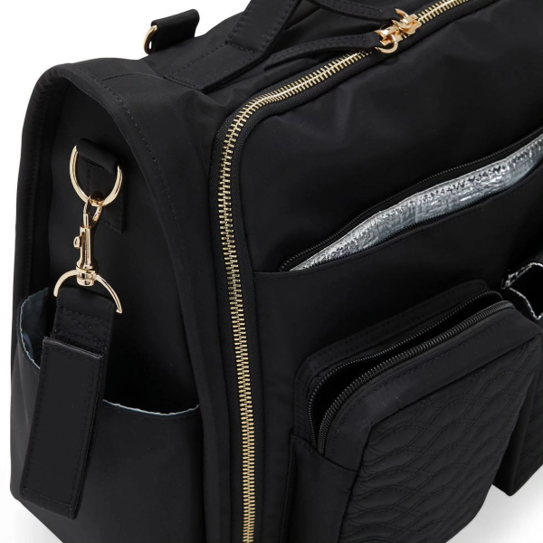 Modrn Convertible Diaper Bag with Exterior Wipe Holder, Black