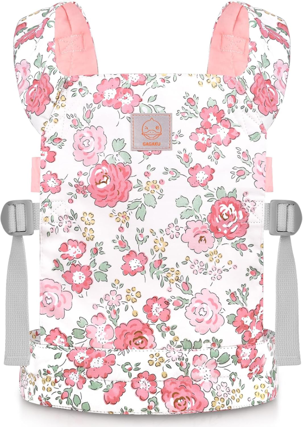 GAGAKU Doll Carrier Front and Back Soft Cotton Stuffed Animal Carriers for Baby - Rose Garden