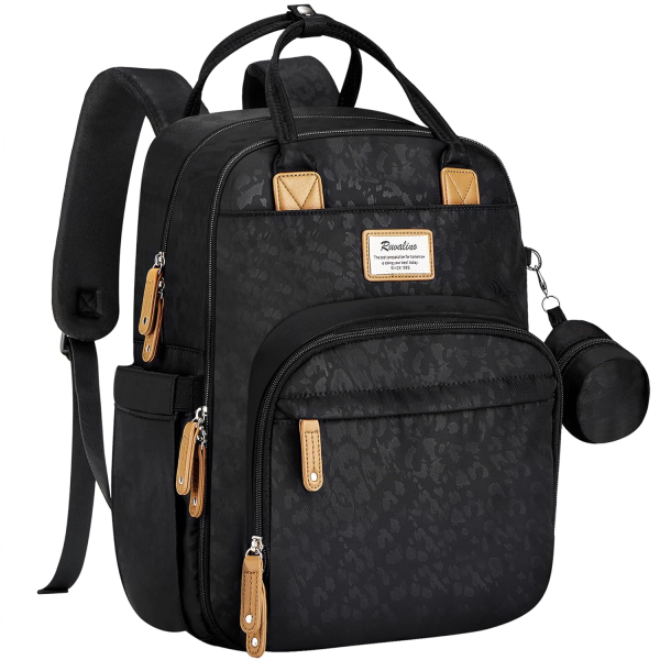 RUVALINO Diaper Bag Backpack - Multifunction Waterproof Travel Backpack, Baby Bag with Changing Pad & Stroller D-Ring & Pacifier Case - Travel Essentials & Baby Registry Search & Shower Gifts - Gray