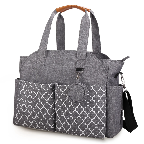 Diaper Bag Teqhome Tote Nappy Changing Bags with 14 Pockets 2 Burp Cloths Multifunction Travel Diaper Bag Organizer with Pacifier Case Adjustable Straps Grey