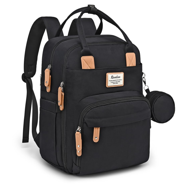 RUVALINO Diaper Bag Backpack - Multifunction Waterproof Travel Backpack, Baby Bag with Changing Pad & Stroller D-Ring & Pacifier Case - Travel Essentials & Baby Registry Search & Shower Gifts - Gray