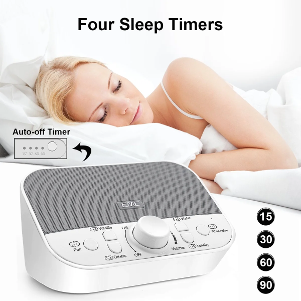 White Noise Machine for Sleeping & Relaxation W/ Timer - 38 Soothing Natural Sounds Maker for Home, Office or Travel