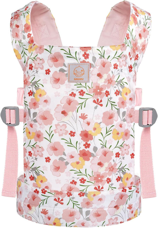 GAGAKU Doll Carrier Front and Back Soft Cotton Stuffed Animal Carriers for Baby - Rose Garden