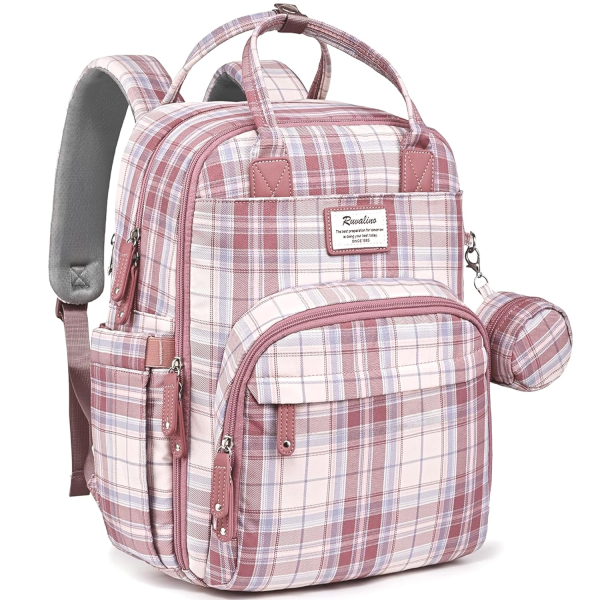 RUVALINO Diaper Bag Backpack - Multifunction Waterproof Travel Backpack, Baby Bag with Changing Pad & Stroller D-Ring & Pacifier Case - Travel Essentials & Baby Registry Search & Shower Gifts - Gray