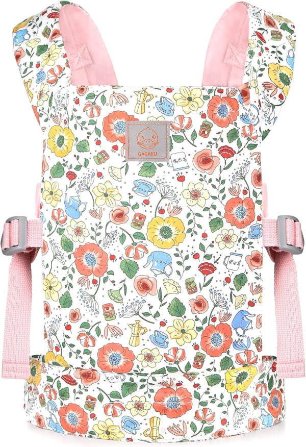 GAGAKU Doll Carrier Front and Back Soft Cotton Stuffed Animal Carriers for Baby - Rose Garden