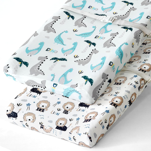 Stretchy Changing Pad Covers BROLEX Changing Table Cover for Baby Boys Girls,2 Pack Jersey Knit,Owl & Bear