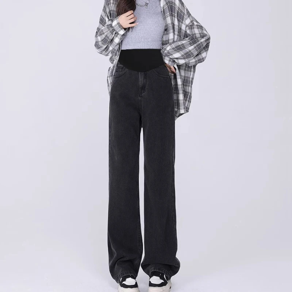 2024 Fashion Maternity Jeans Maternal Clothes for Pregnant Wide Leg Pants Belly Support Trousers Premama Clothing Pregnancy